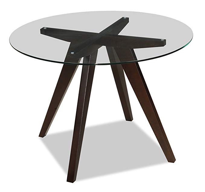 Uptown Club Caleope Collection Contemporary Round Glass Top Dining Room Table, 41.3