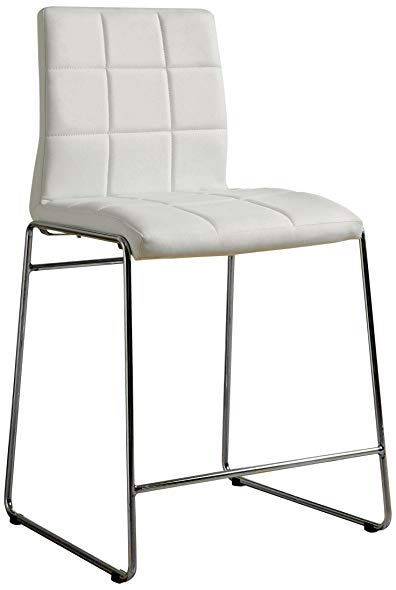 Furniture of America Scout Leatherette Counter Height Dining Chair, White, Set of 2