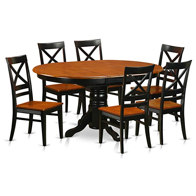 East West Furniture AVQU7-BCH-W 7 Piece with 6 Wooden Chairs Avon Dining Set