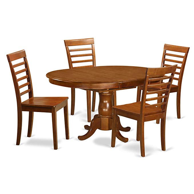 East West Furniture POML5-SBR-W 5-Piece Dining Table Set