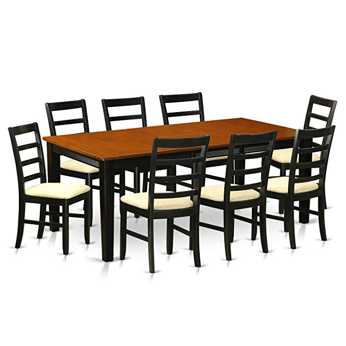 East West Furniture QUPF9-BCH-C 9 Piece Dining Table with 8 Solid Wood Chairs Set