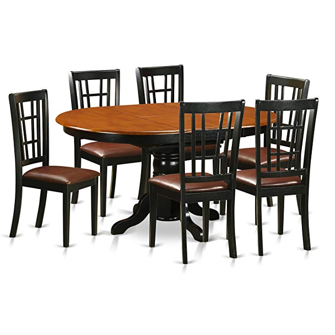 East West Furniture KENI7-BCH-LC 7 Piece Dining Table and 6 Wooden Kitchen Chairs Set