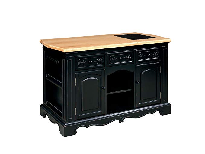 Powell Pennfield Kitchen Island, Black/Natural