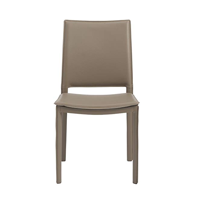 Euro Style - Kate Leatherette Dining Kitchen Side Chair, Set of 4, Elegant Taupe Faux Leather with Modern Upholstered Metal Frame, Modern Urban Design