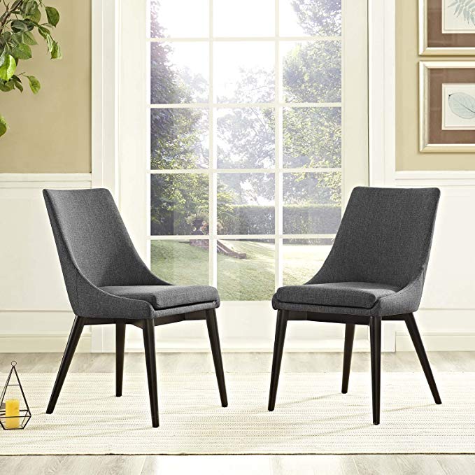 Modway Viscount Fabric Dining Chairs in Gray - Set of 2