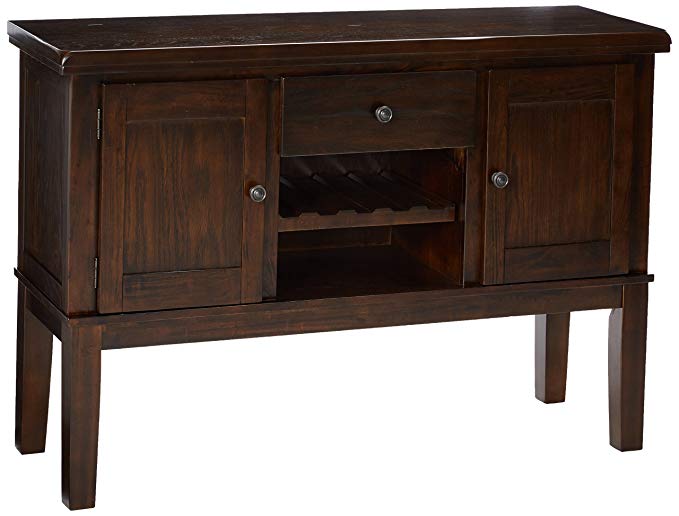 Ashley Furniture Signature Design - Haddigan Dining Room Server - Wine Rack - Brone-Tone Hardware - Dark Brown Finish