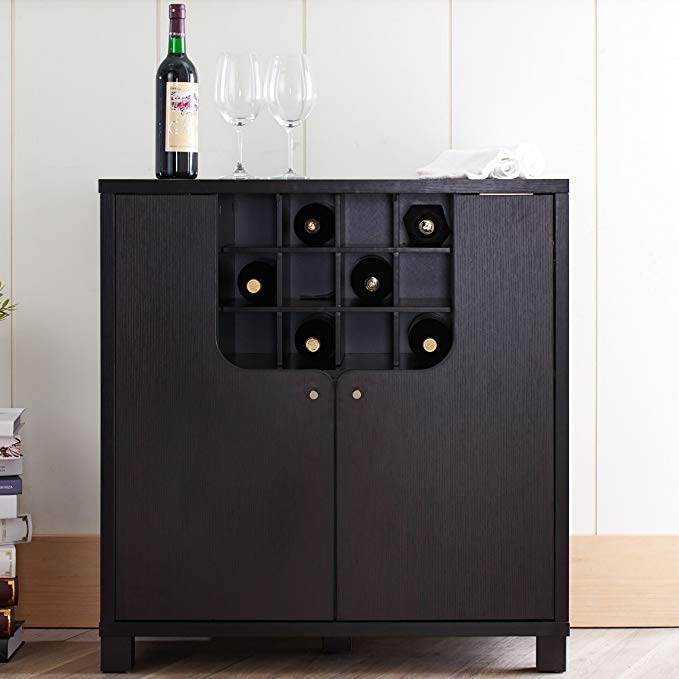 Furniture of America Bento Cappuccino Modern Wine Cabinet