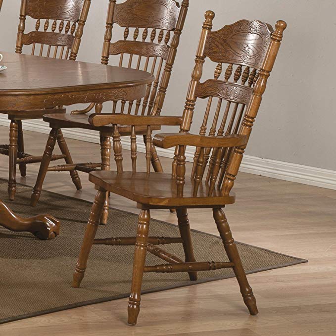 Coaster Home Furnishings Country Arm Chair, Oak, Set of 2