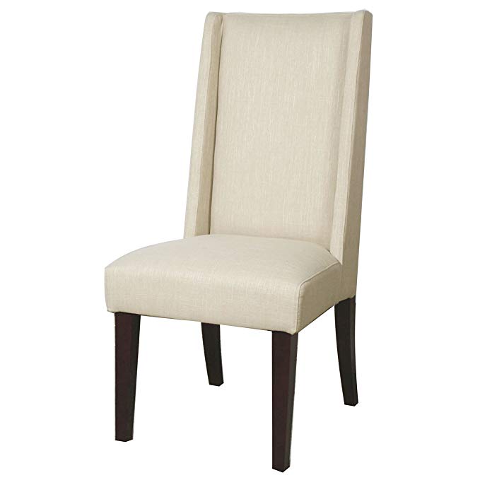 New Pacific Direct Lucas Fabric Dining Chair,French Roast Legs,Flax,Set of 2