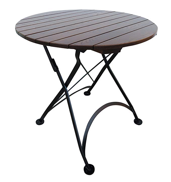 Mobel Designhaus French Café Bistro Folding Table, Jet Black Frame, 32