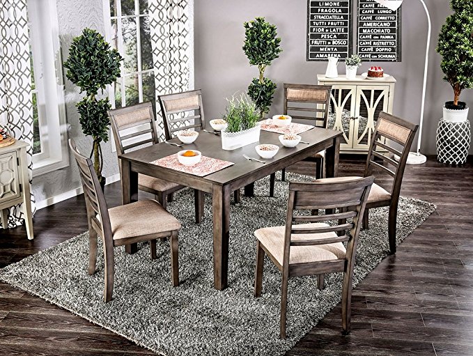 Furniture of America Taylah Weathered Gray 7 Piece Dining Set