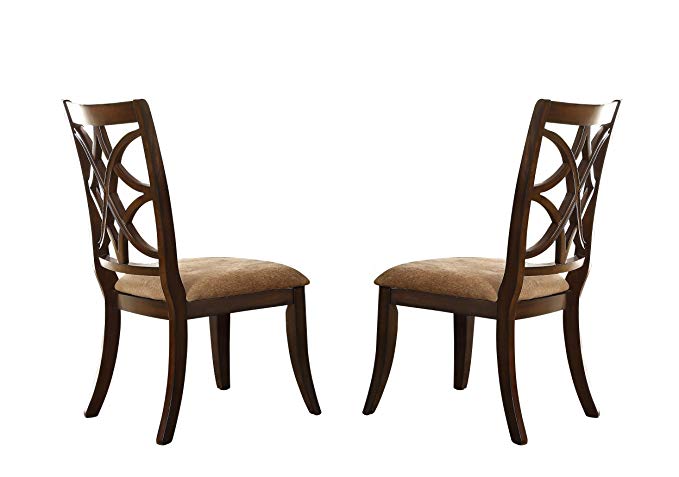 Homelegance Keegan Sophisticated Dining Chairs with Overlapping Design Backrest (Set of 2), Cherry