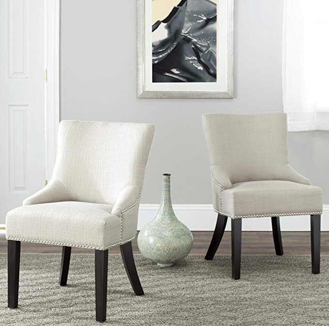 Safavieh Mercer Collection Christine Beige Viscose Nailhead Dining Chair, Set of 2