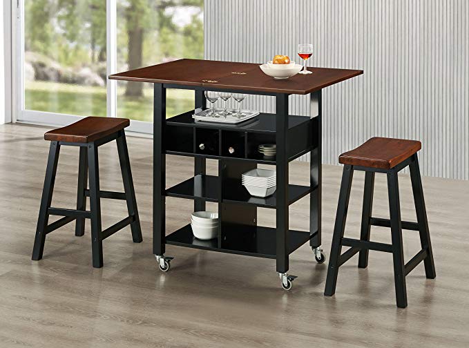 4D CONCEPTS Phoenix Kitchen Island with 2 Stools