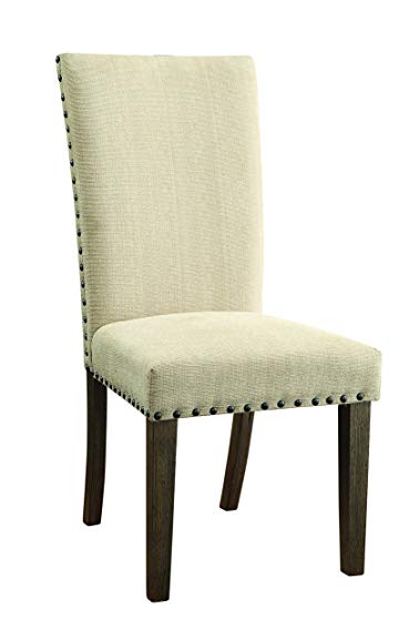 Webber Upholstery Side Chairs with Nailhead Trim Tan and Driftwood (Set of 2)