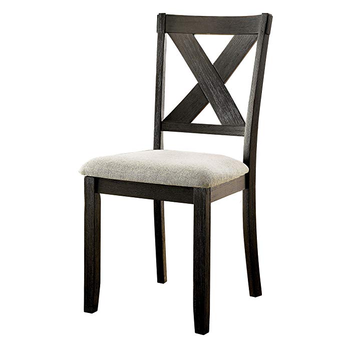 HOMES: Inside + Out IDF-3175SC Garr Side Chair Black Rustic (Set of 2)