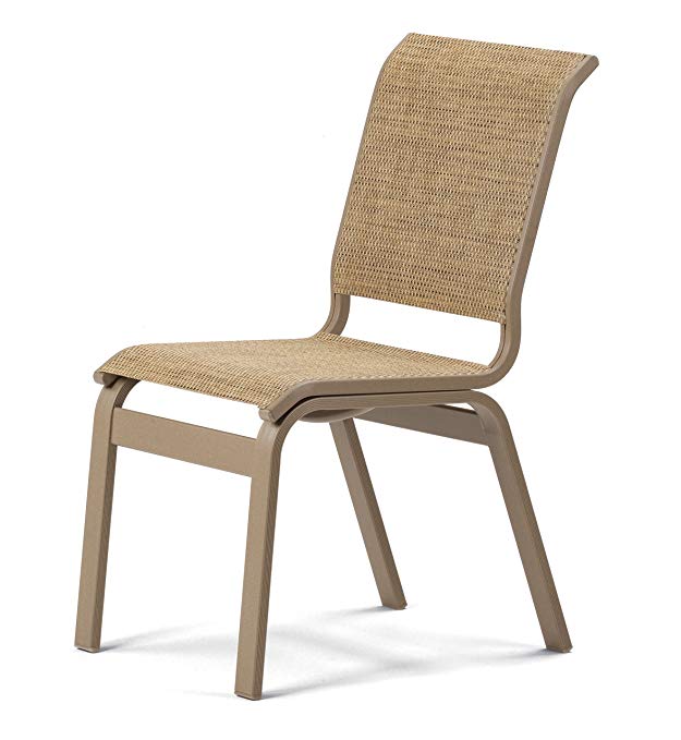 Telescope Casual Furniture Aruba II Sling Collection Dining Height Aluminum Armless Chair, Parchment, Aged Bronze Finish