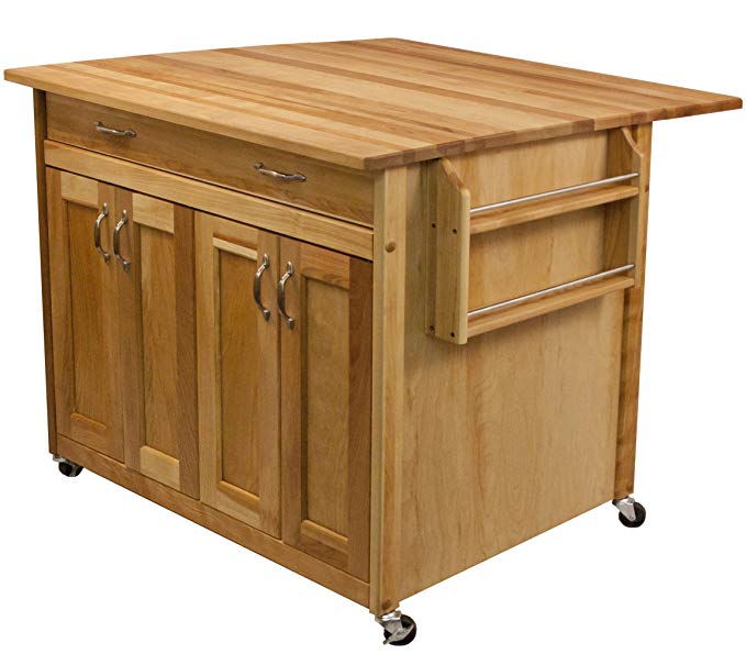 Catskill Craftsmen Deep Island with Flat Panel Doors and Drop Leaf