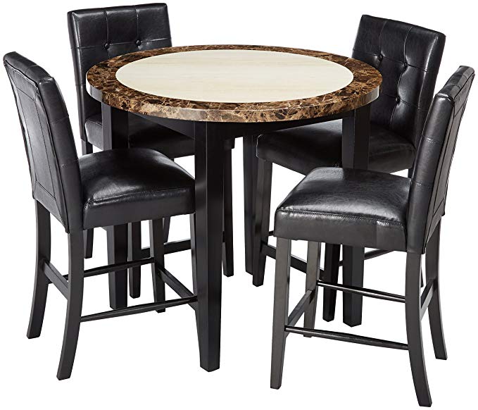 247SHOPATHOME IDF-3188PT-40-5PC Dining-Room-Sets, Black