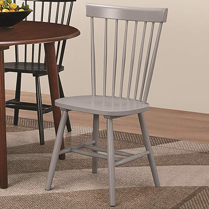 Emmett Dining Side Chairs in Grey with Spindle Back (Set of 2)