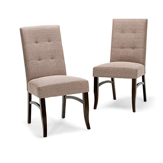 Simpli Home Ezra Deluxe Dining Chair, Fawn Brown (Set of 2)