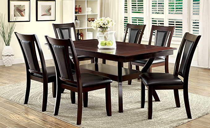 Furniture of America Dalcroze 7-Piece Modern Dining Set, Dark Cherry