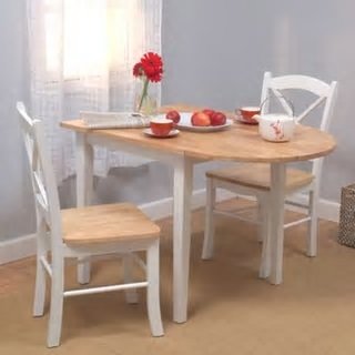 Simple Living Country Cottage Drop Leaf 3-piece Dining Set (White)