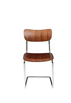 Euro Style 17240DKWAL Erling Side Chair, Walnut/Chrome, Set of 4