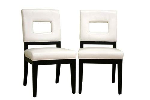 Baxton Studio Diaz Cream Leather Dining Chair Set of 2