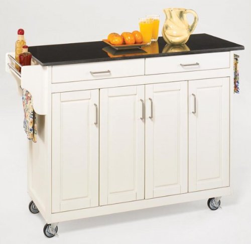 Create-a-Cart Kitchen Cart with Granite Top Base Finish: White