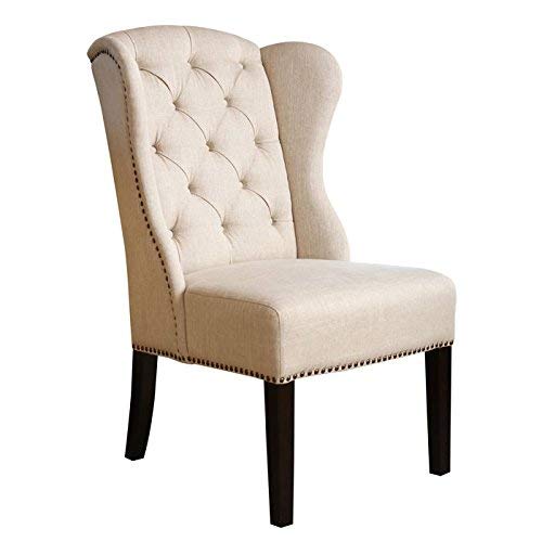 Abbyson Living Kyrra Tufted Linen Wingback Dining Chair in Cream