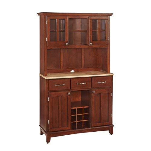 Home Styles Medium Cherry Server With Natural Top And Two Door Hutch Large