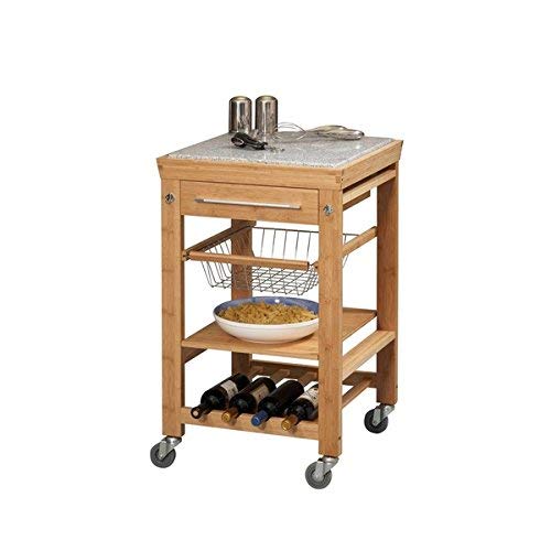 Linon Kyoto Bamboo Inlaid Granite Mobile Kitchen Island