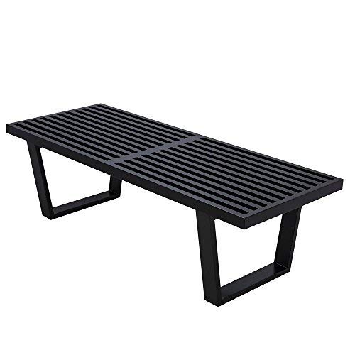 Emorden Furniture George Nelson Platform Bench (3 Sizes), Ash Wood Top for Superior Strength. Ebonized & Finger-Jointed Black Painted Legs for Durable, Finished & Simple Assembly.(Black, 4 Feet)