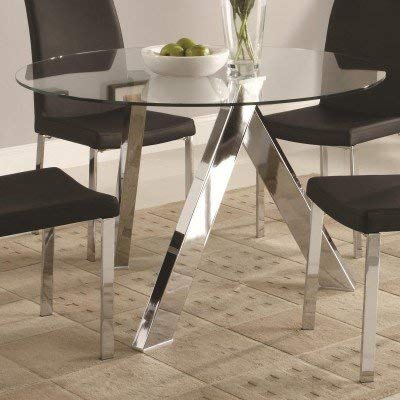 Vance Contemporary Glass-Top Dining Table with Chrome Base by Coaster