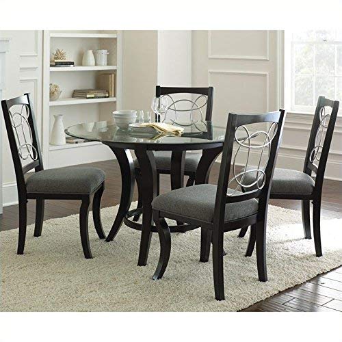 Steve Silver Company Cayman 5 Piece Round Dining Table Set in Black