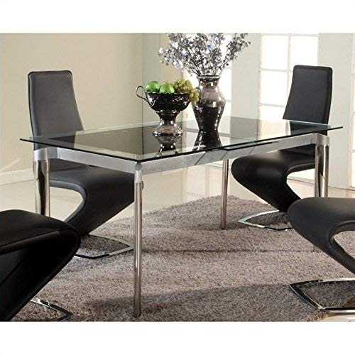 Pemberly Row Extendable Glass Dining Table in Chrome