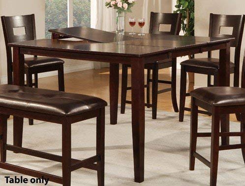 Counter Height Dining Table with Butterfly Leaf in Dark Brown Finish