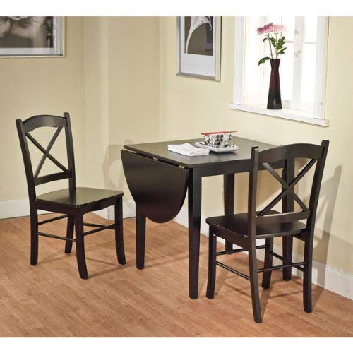 Black 3-piece Country Cottage Dining Set Table and 2 Chairs Nook