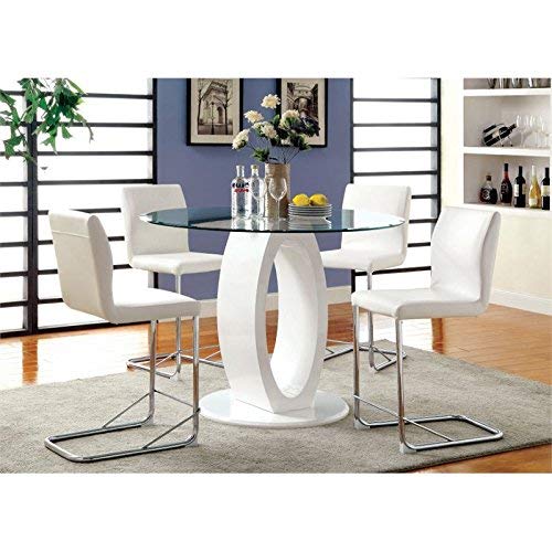 Furniture of America Hugo Counter Height Round Dining Table in White