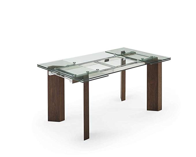 Creative Furniture Royce Extendable Dining Table, Transparent/Walnut