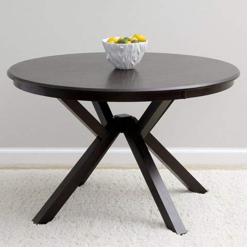 Context Modern Dark Brown Espresso Round Wooden Top Dining Room or Kitchen Table for 4