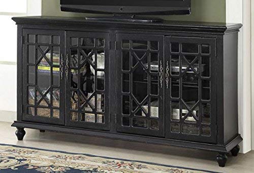 Treasure Trove Accents 17445 Four Door Media Credenza, Texture Black