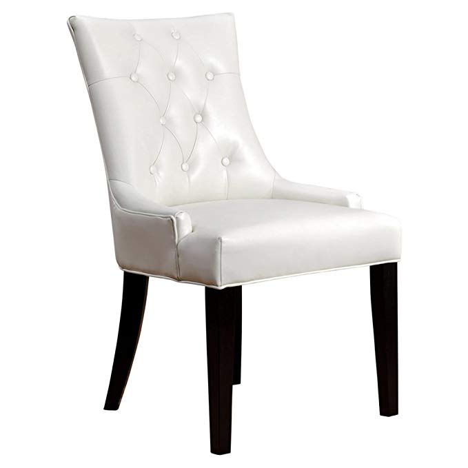 Abbyson Living Isla Leather Dining Chair in Ivory