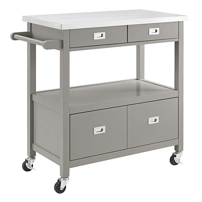 Linon AMZN0268 Wyatt Kitchen Cart, Gray