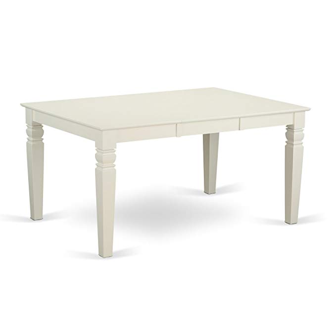 East West Furniture WET-WHI-T Rectangular Dining Table with 18-Inch Butterfly Leaf, Linen White