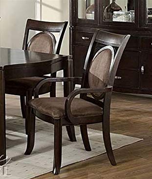 Set of 2 Dining Arm Chairs Dark Brown Finish