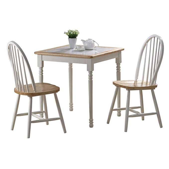 Boraam Farmhouse Tile Top Square 3 Piece Small Dinette Set