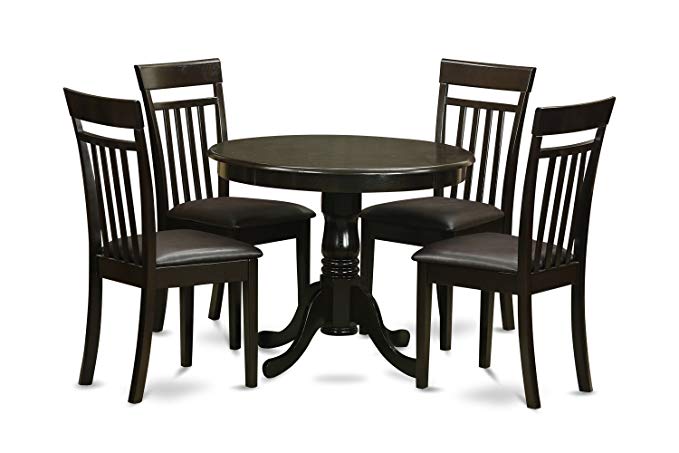 East West Furniture ANCA5-CAP-LC 5-Piece Kitchen Table and Chairs Set, Cappuccino Finish