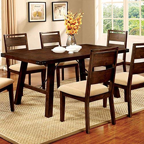 247SHOPATHOME IDF-3915T-7PC Dining-Room, 7-Piece Set, Brown